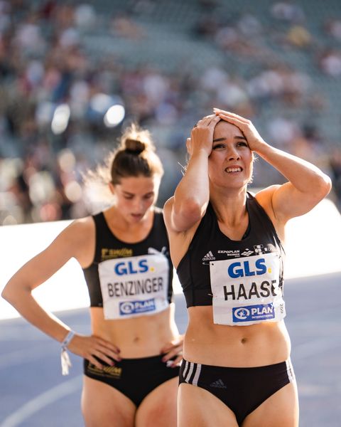 Rebekka Haase (Sprintteam Wetzlar) gewinnt die 200m waehrend der deutschen Leichtathletik-Meisterschaften im Olympiastadion am 26.06.2022 in Berlin